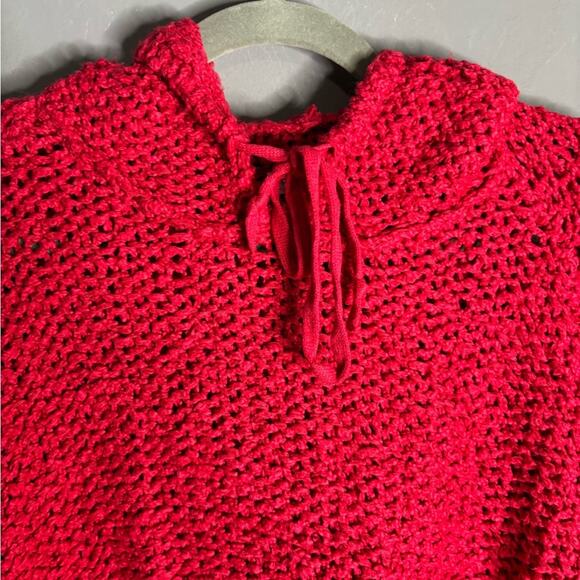 Pilcro Red Open Knit Cropped Hooded Sweater Size XS - Picture 4 of 7